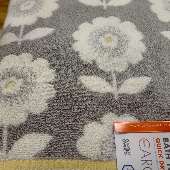6pc Caro Home Daisy Flower Honey Gray Bath Hand Tip / Washcloth Towel Set NEW - Picture 6 of 10